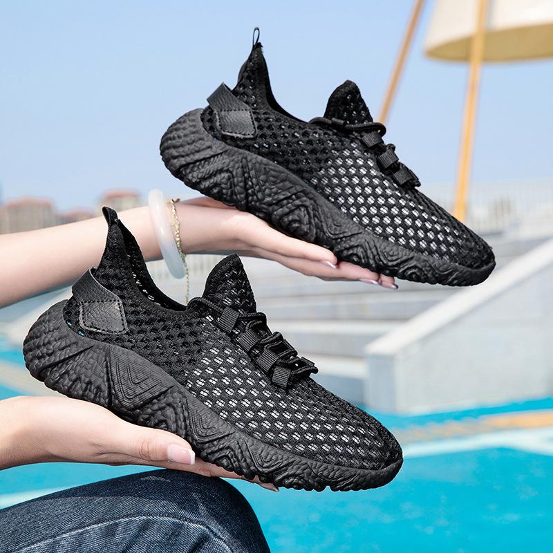Men's Large Size Mesh Sneakers Breathable Thin Section Hollow Out Running Shoes Casual Couple Model Tide Shoes