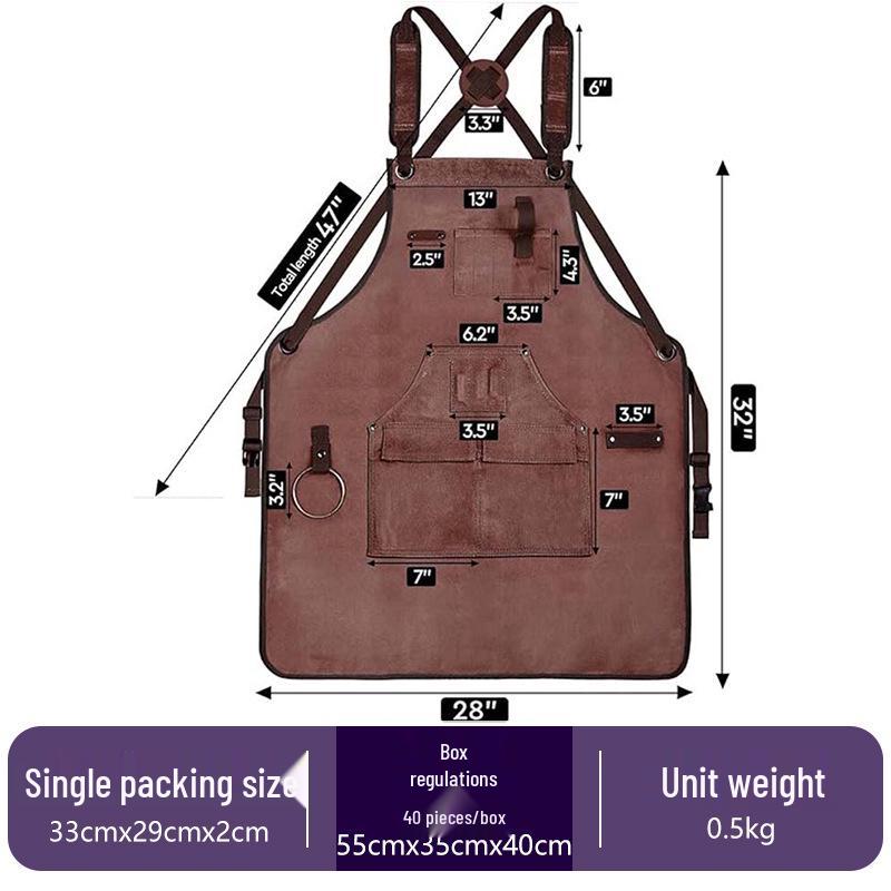 Cross Thick Canvas Multi-Pocket Waxed Apron for Gardeners, Electricians, and Carpenters - Custom Logo Available