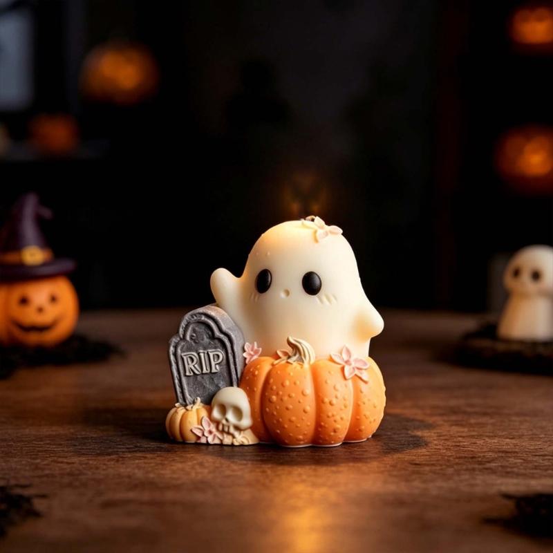 Flexible Silicone Candle Mould Set for Halloweens Pumpkin Specters Decorations and Crafting Projects