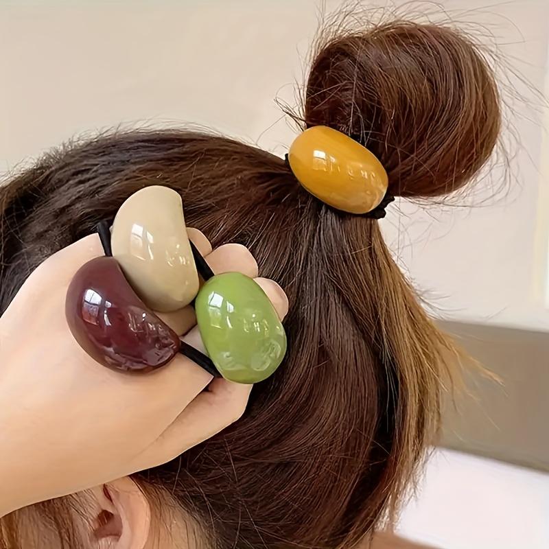 6er-Set hochelastischer einfacher Haargummis in gemischten Farben, bonbonfarbene Acryl-Haaraccessoires, französisches elegantes Design, niedliches Stirnband mit Gummiband