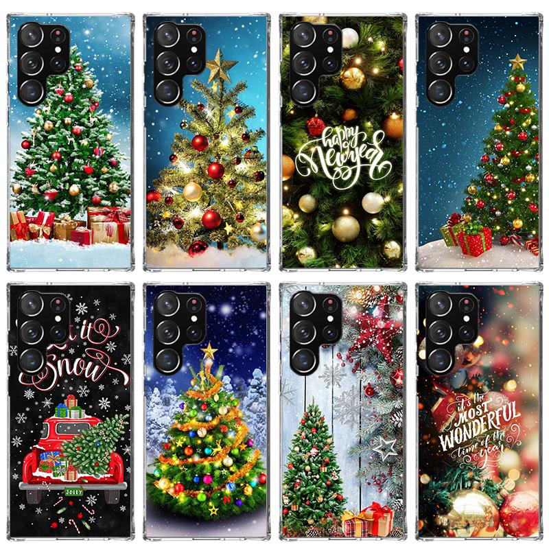 Merry Christmas Tree Snow Phone Case For Samsung Galaxy S23 S24 S25 Edge S26 Ultra S22 + S21 Plus S20 FE Cover Silicone Print Sh