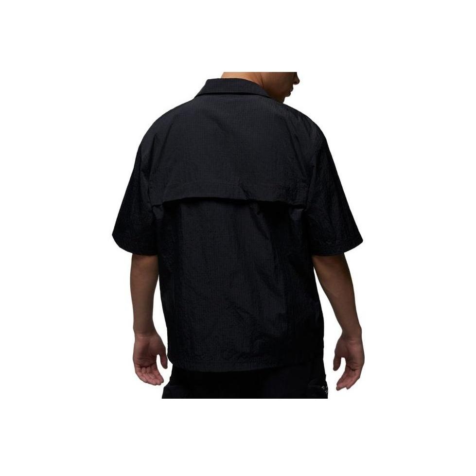 Jordan Solid Color 3D Pocket Zip-Up Short Sleeve Shirt Men Tops Black DX9650-010