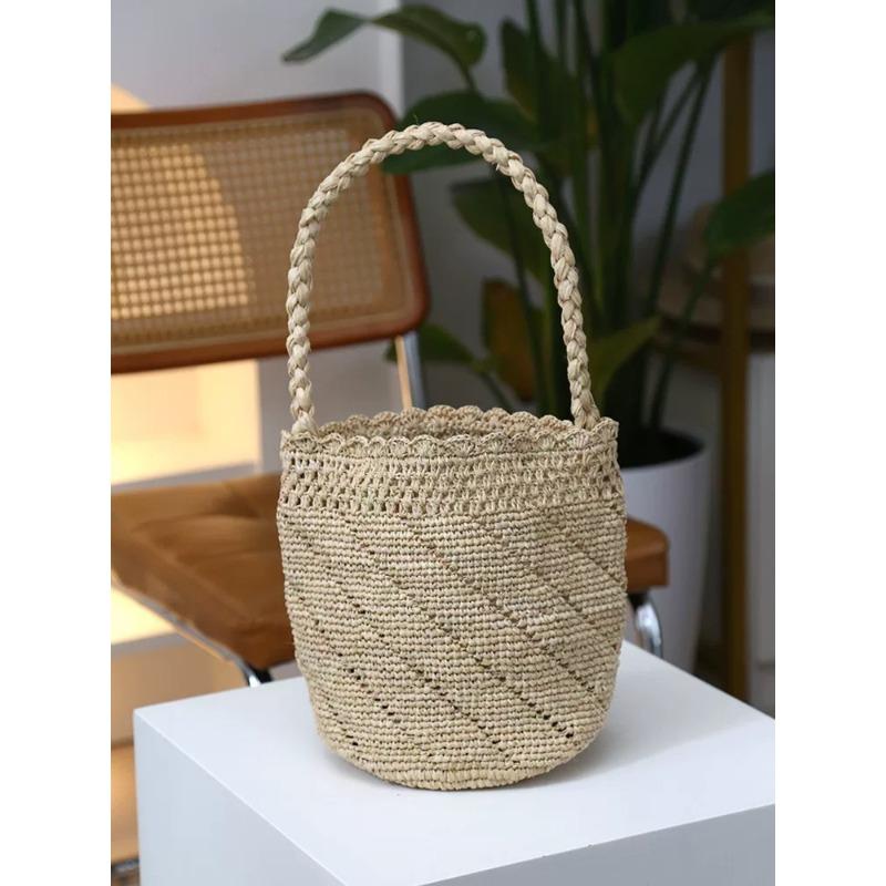 

Премиальная плетеная сумка из рафии женская новая ручная соломенная сумка отпускная пляжная сумка на плечо сумка-ведро Open