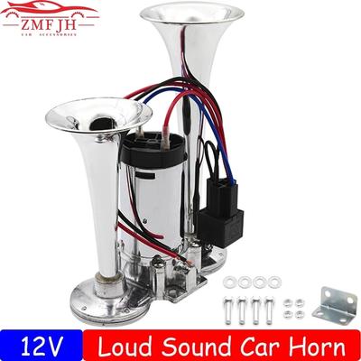 Buzina Super Alta Universal 150DB Tom Duplo Conjunto de Buzina a Ar para Carro Trompete Compressor Fio Relé para Veículo Automóvel Barco Caminhão 12V