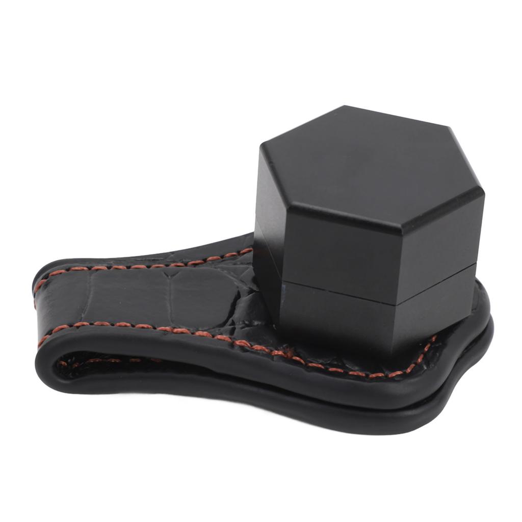 Billiard Chalk Holder Aluminum Alloy Magnetic Hexagonal Portable Pool Cue Chalk Box with Leather Cli