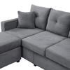 [5-Kissen Supreme Set] LED-Sofa mit wolkenweichem Sitzgefühl: 3-Sitzer-Sofa + Überdimensionierter abnehmbarer Hocker, Tragfähige modulare Möbel in L-Form
