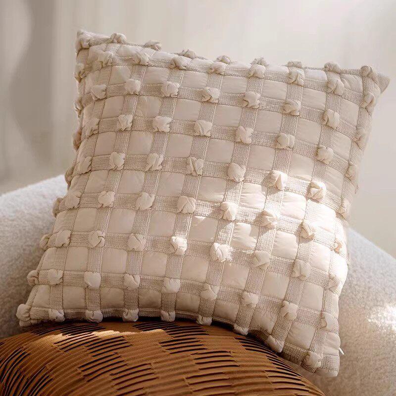 Boho Style Textured Cushion Covers Set - Tufted Geometric & Woven Brown Throw Pillow Cases for Home Decor Couch Decoration