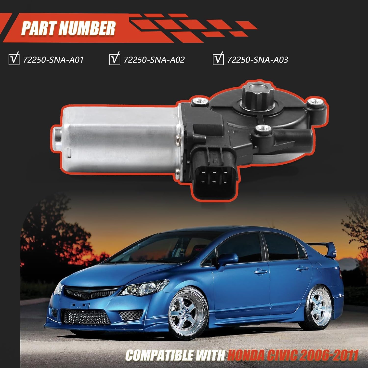

Front Left Driver Side Power Window Motor Compatible with Honda Civic Sedan 1.3L 1.8L 2.0L 2006-2011 Window Regulator Lift Motor Replace#