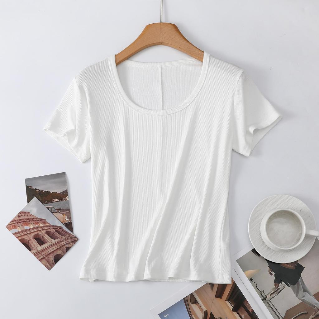 2026 Women’s Slim Fit Lightweight Round Neck Tencel Short Sleeve Ice Silk Top