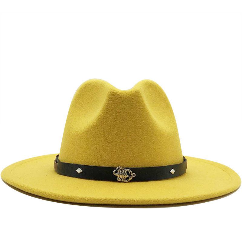 European and American popular hats, women's new woolen jazz top hat, retro flat-brimmed felt straight-edged big eaves hat