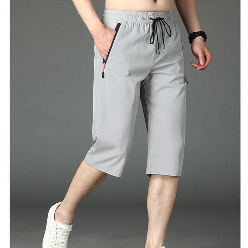 Mens Summer Ice Silk Shorts With Drawstring Waist For Casual Beach Wear
