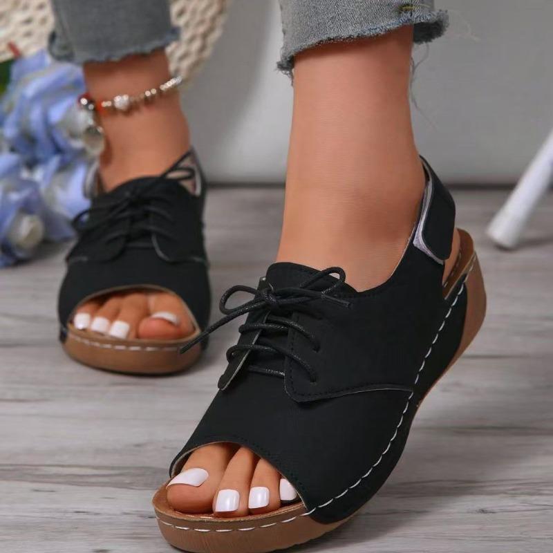 

New Sandals Fashion Summer Versatile Women s Shoes Fish Mouth Lightweight Classic Slippers Thick Bottom Retro Simple Beach Shoes 36 чорний