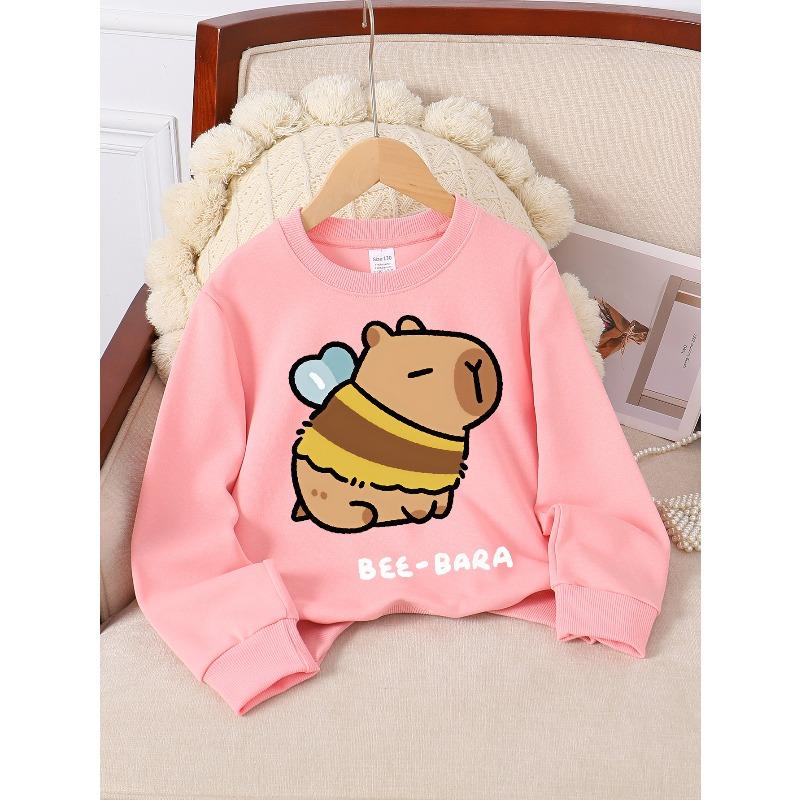 Kids Sweatshirt,Crew Neck Fashion Top, Fun"Cute Bee Pig Character " Patterned Sweatshirt, for Everyday Casual Wear, for All Kinds of Daily Outfits