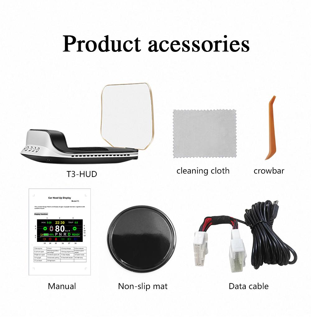 

Для Tesla Model 3 и Model Y Зеркало HUD Проекционный дисплей Скорость Пробег Индикатор безопасности Время вождения Система индикатора двери чёрный