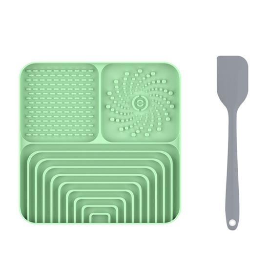 

Силиконовый коврик для вылизывания собак с лопаткой, средство от скуки и тревоги, коврик для кормления питомцев с присоской, миска для медленного кормления, коврик для вылизывания арахисового масла, развивающая игрушка. A зелёный