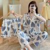 Short-Sleeved Pajamas Three-Piece Korean Version Of Sweet And Cute Cardigan Women'S Loungewear