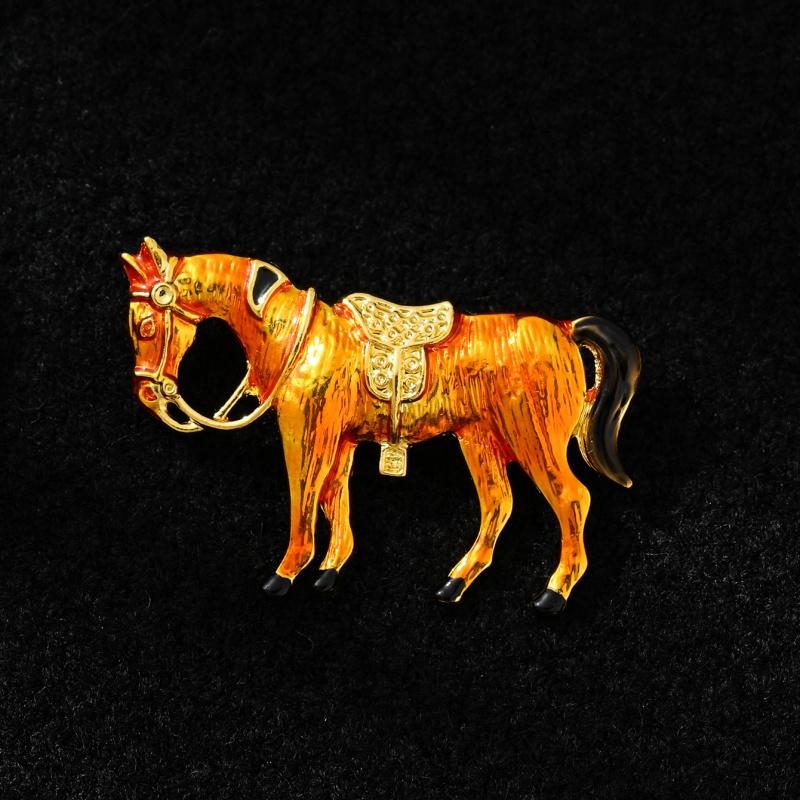 Creative Cute Zodiac Horse Brooches For Women Clothing Accessories Men Fashion Suit Lapel Corsage New Year Christmas Gift
