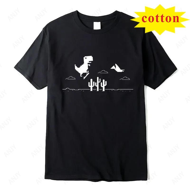 Jeu de Mosaïque Cactus Dinosaure Impression Créatif Drôle Street Wear Mode Décontracté Été Unisexe Unisexe Universel T-shirt Manches Courtes