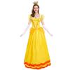 Elegante Vestito Costume da Principessa Daisy con Guanti e Copricapo per Divertimento di Halloween