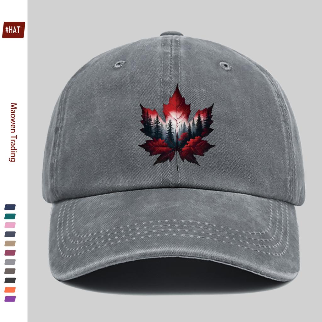 pc Red Maple Leaf Print Pattern Baseball Cap Fashion Decor Sun Hat for Travel Lovers Truck Driver Papa Hat Comfortable And L