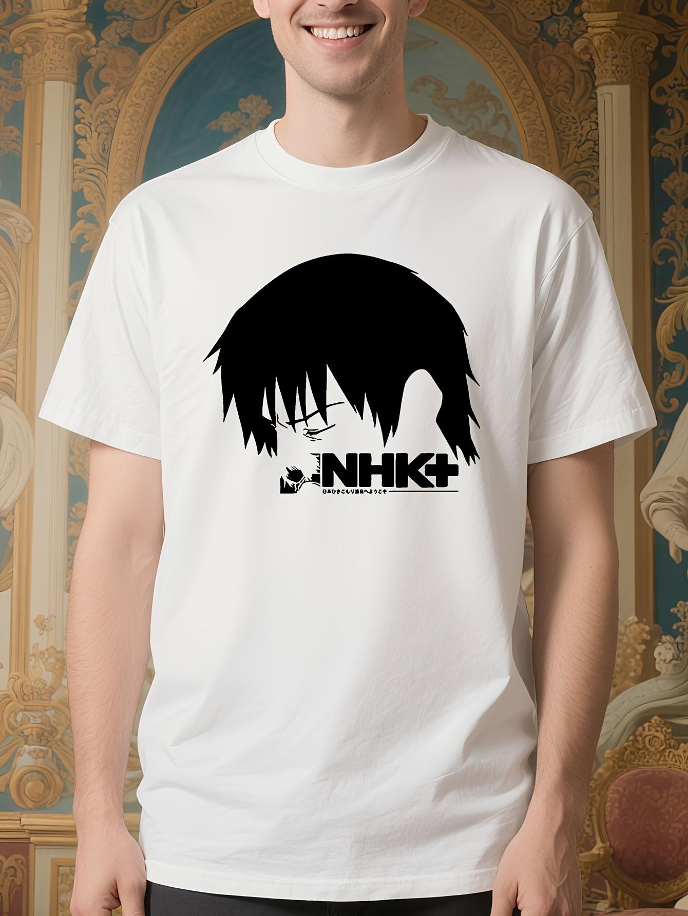 Добро пожаловать в футболку с графическим принтом NHK Anime - Черно-белый Кас... XXXXL