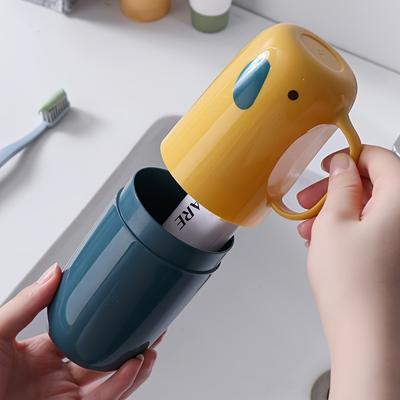 1pc Travel Toothbrush Organizer - Compact Kit with Toothpaste Holder & Rinse Cup | Bathroom Essentials for Camping/School Use