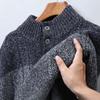 FORTEI Men's Pure Wool Striped Crew Neck Sweater