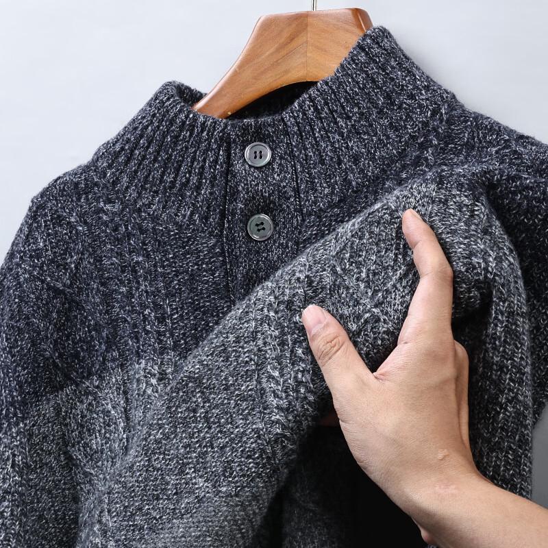 FORTEI Men's Pure Wool Striped Crew Neck Sweater
