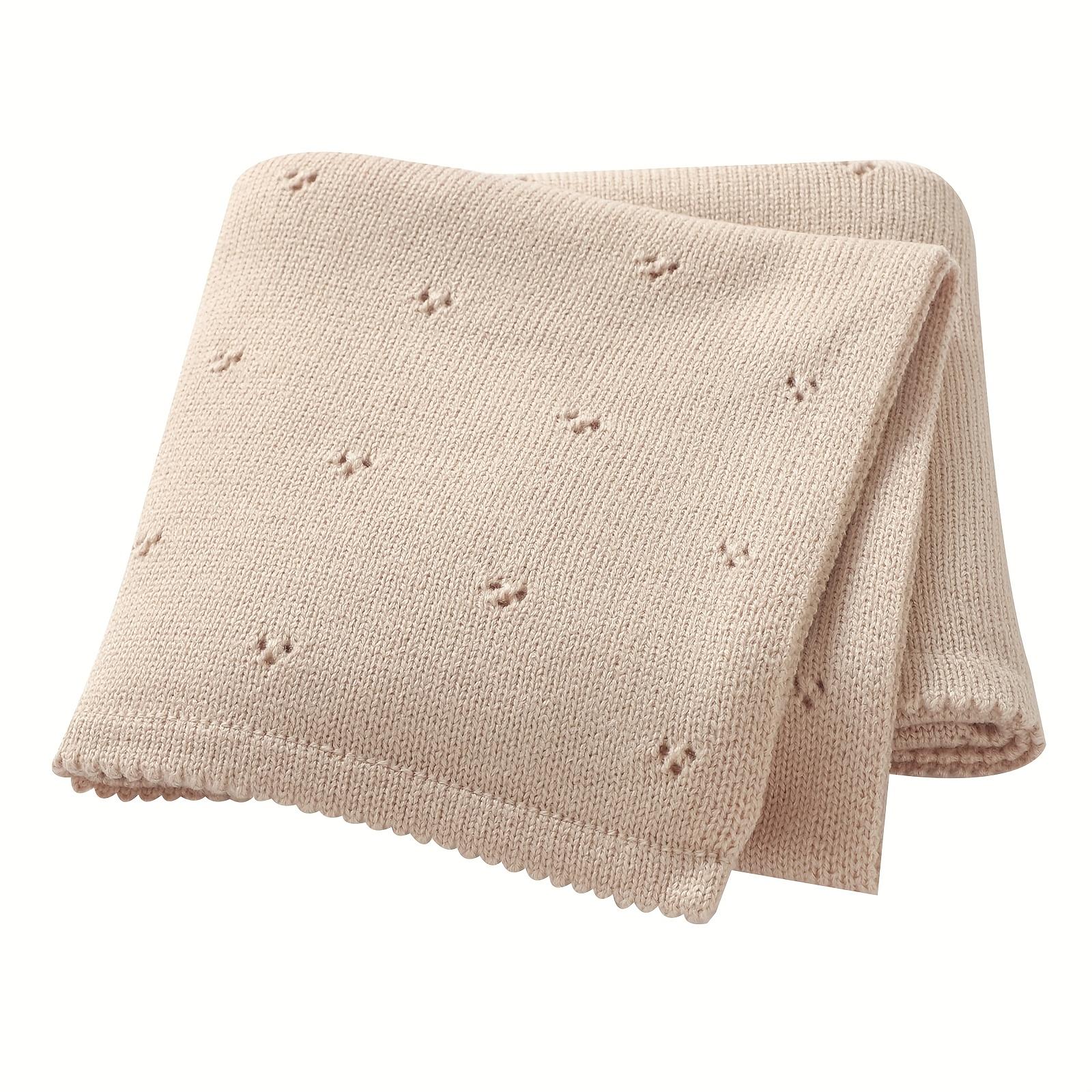 Мягкое уютное детское вязаное одеяло светло-зеленое с замысловатым кружевным узором Акриловый комфорт для путешествий дома 90x70 см Идеально для