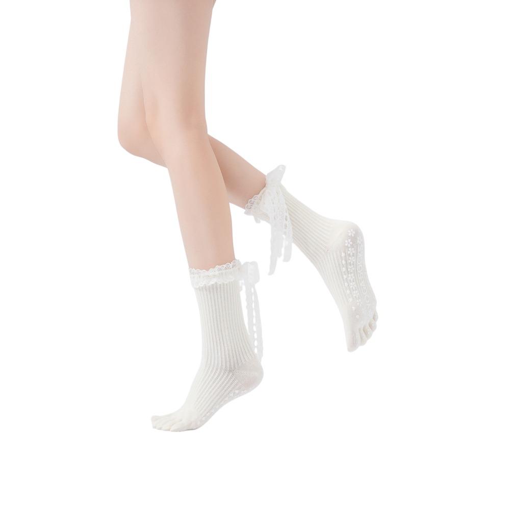 Lace Ribbon Sports Five Finger Socks Ballet Style Yoga Hosiery Fashion Women Yoga Socks Yoga