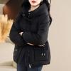Winter Thickened Down Cotton Coat for Mom Warm Loose Hooded Fashion Short Jacket
