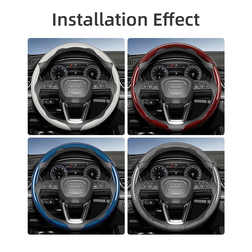 Suitable for 4HGVI Carbon Fiber Texture Steering Wheel Cover with Segmented Quick-Release Design, Durable, for Models Such as Q5 Q3 A4 A6 Q7