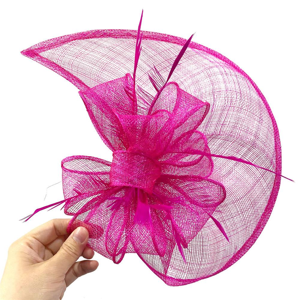 

Vintage Navy Blue Headdress Birthday Party Party Top Hat Socialite Lady Church Hat Hemp Headdress рожевий червоний колір