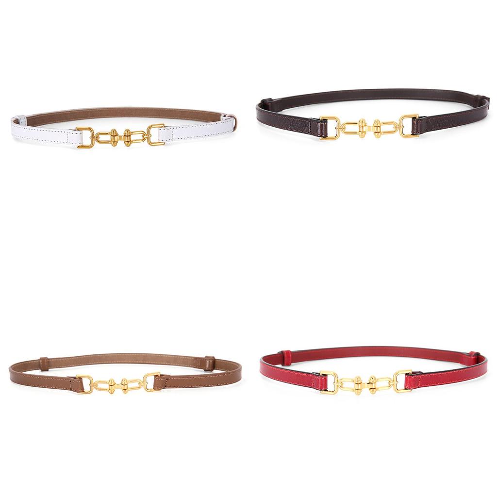 Womens Genuine Leather Belt With Geometric Buckle For Outdoor Casual Wear