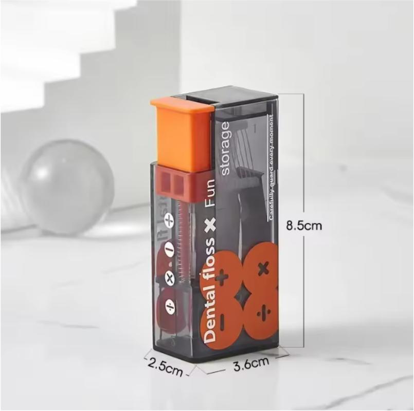 Portable dental floss automatic pop-up storage, capable of carrying disposable dental floss sticks, containing 10 dental floss