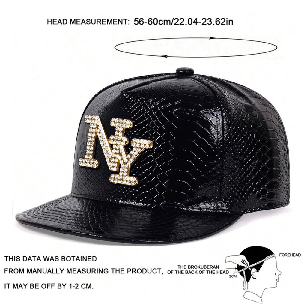 Men PU Leather Letter NY Hip Hop Hat Outdoor Sport Adjustable Sunscreen Leisure Hat Spring Autumn Travel Tourism Beach Vacation