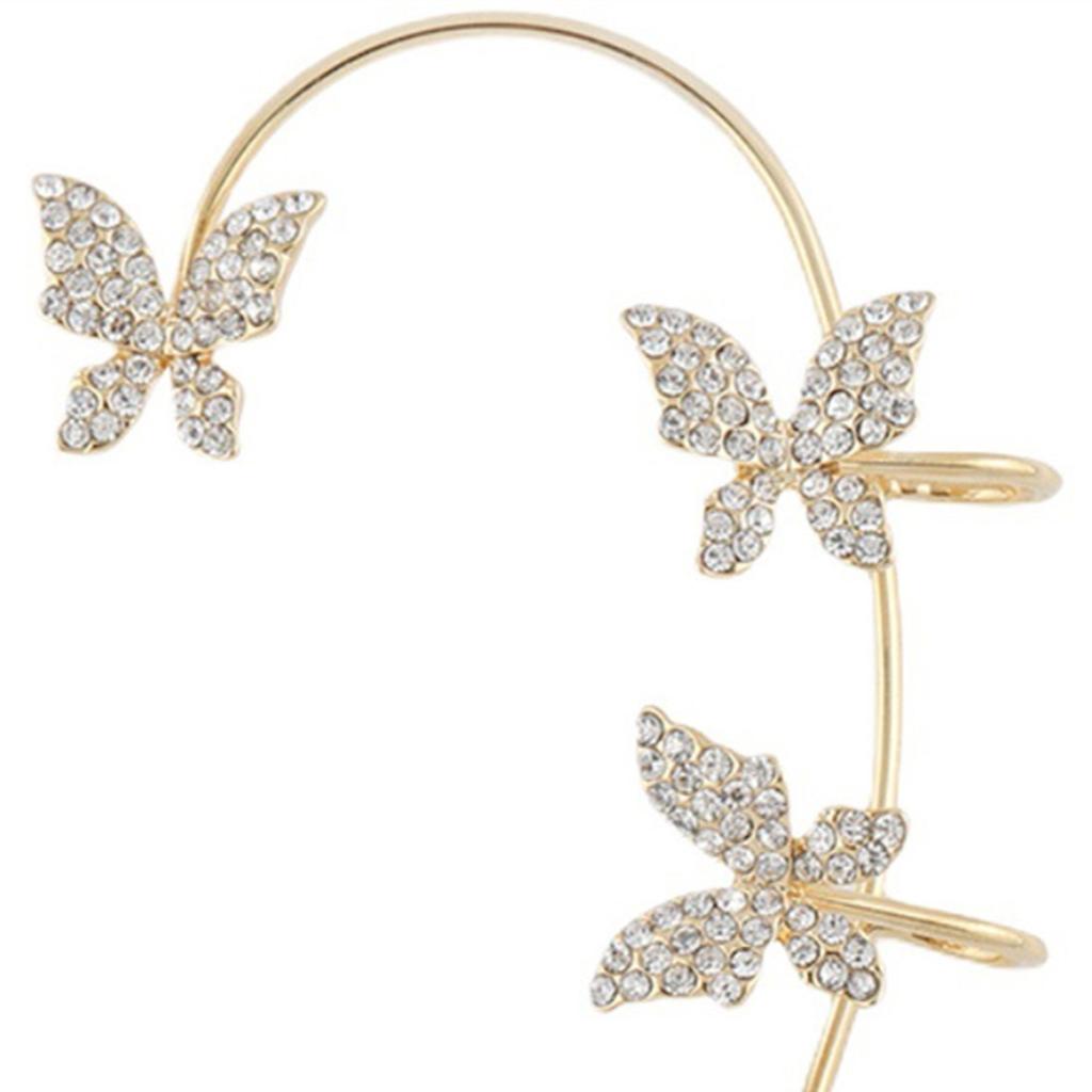The New Trendy High-end Style Is Full of Diamonds, No Ear Holes, Ear Hangings, Diamond-encrusted Butterfly Temperament, Ear Bone Clips for Women