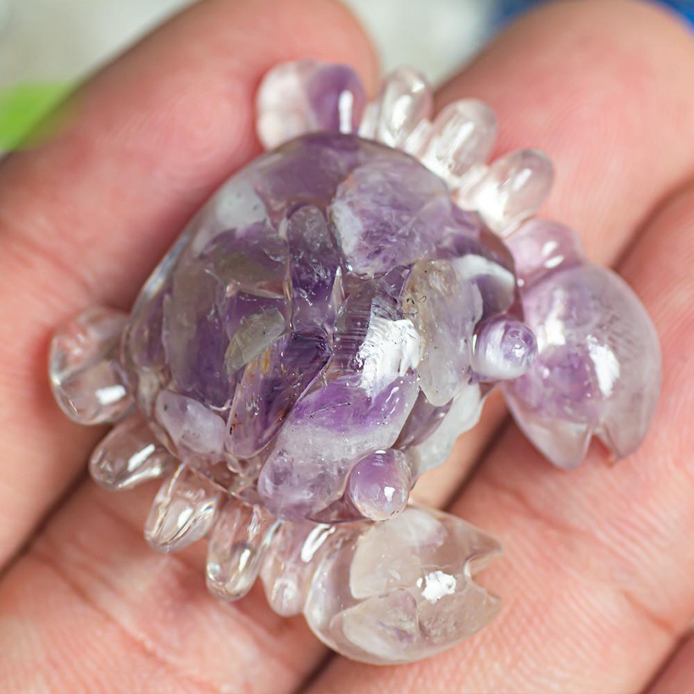 Resin Crab Figurine With Natural Crystal Material For Gift And Home Decor