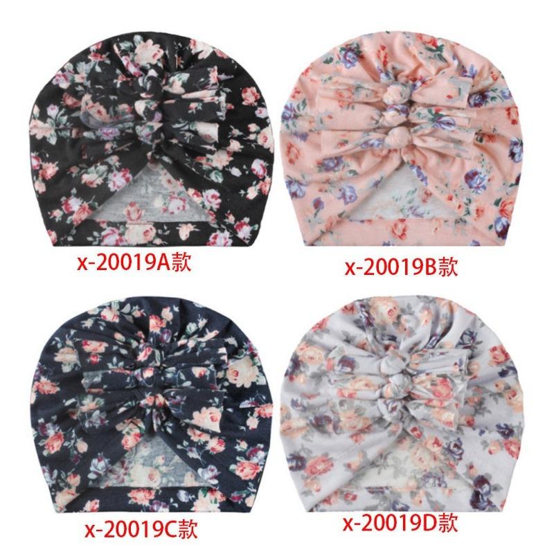 New Baby Bow Hat, Printed and Tied Children's Boneless Hat, Thin Comfortable Baby Fetal Hat