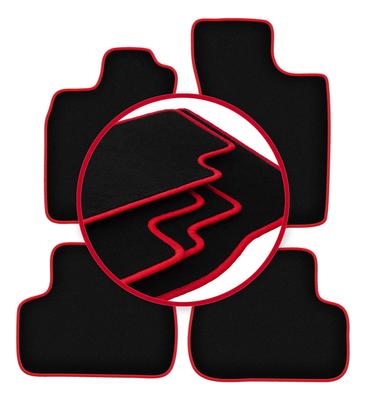 Velour Floor Mats with Red Edge For: Renault Twingo I Hatchback (1993-2006)