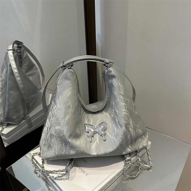 Women's Faux Leather Butterfly Backpack 2026 New Chain Shoulder Crossbody Bag Large Capacity Student School Bookbag