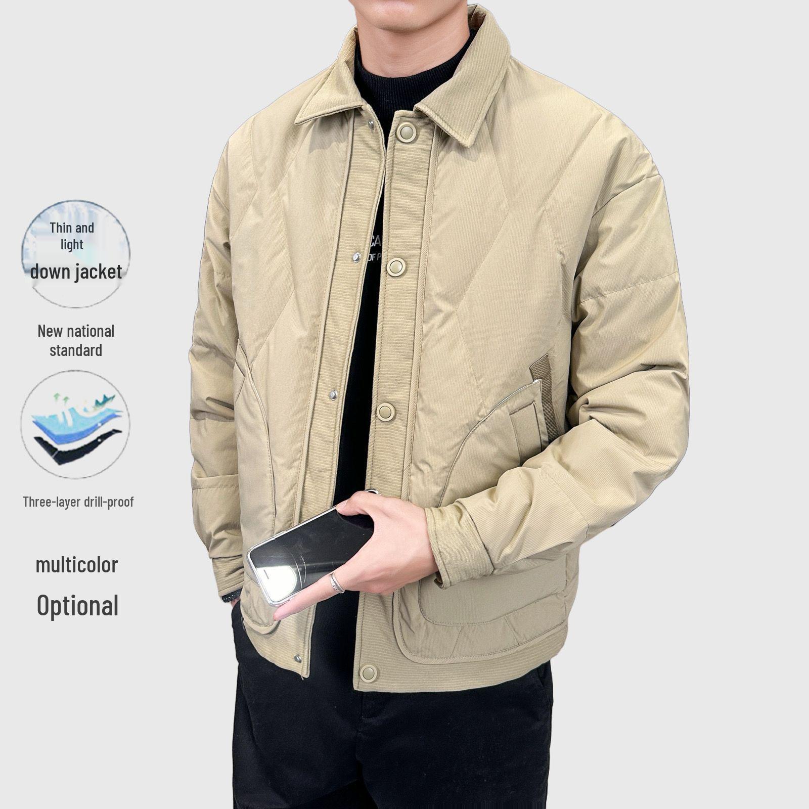 

Men s Lightweight Duck Down Shirt Jacket - Winter/Autumn Loose Fit L (for around 57.5-67.5 kg)