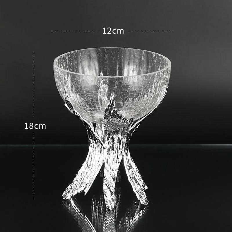 Light Luxury Metal Glass Fruit Plate High Foot Wedding Party Candy Snack European Home Decoration
