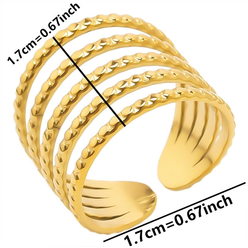 1/5Ppcs/Lot Real Gold Plated Stainless Steel Rings For Women Men Accessories Open Adjsutable Chunky Butterfly Heart Ring Anillos