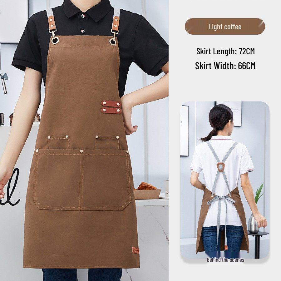 Logo Branded Waterproof Canvas Apron for Catering, Restaurant, and Coffee Shop: Dirt-Resistant Workwear