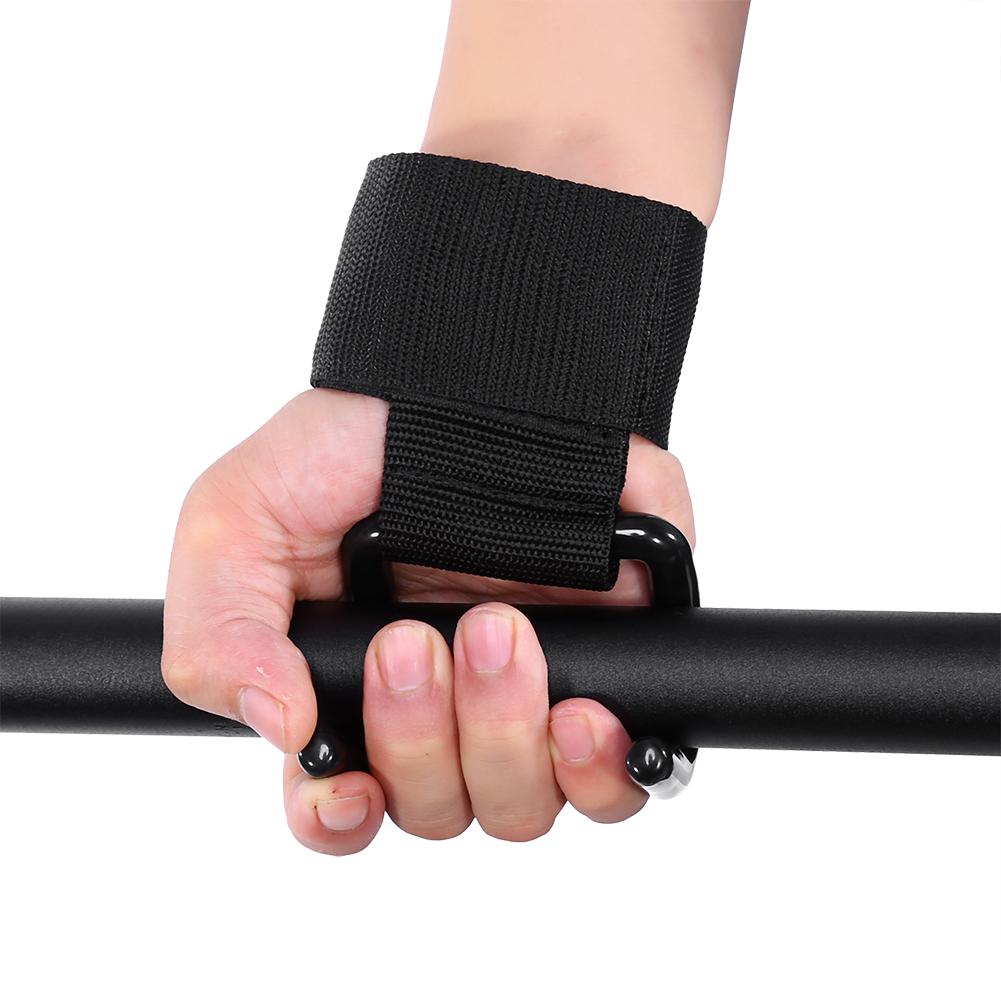 Black Weight Lifting Training Wrist Support Bandage Strap Hook Gym Hook Grip