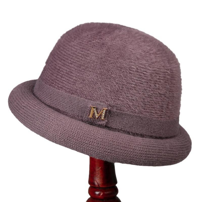 Hut Damen Winter Fischerhut Oma Kaschmir Warm Gestrickter Zylinder Mittleres Alter Ältere Mutter Mode Wolltopf Hut