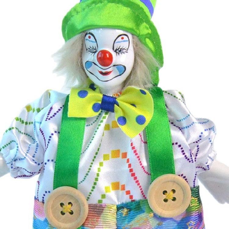 Ceramic Clown Doll Model Figure With Movable Wire Frame Body Halloween Christmas Tree Decoration for Collector