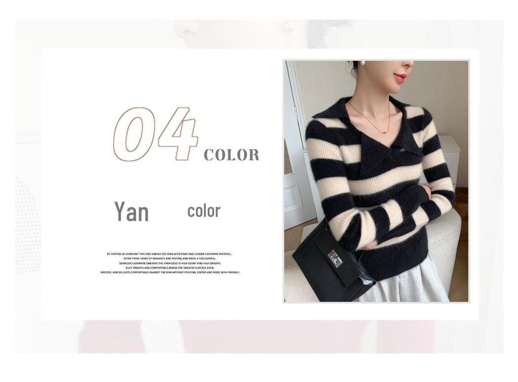 2025 Women's Slim Fit Cashmere Long Sleeve Polo Shirt: Autumn/Winter Trendy Base Layer with Thin Lapel