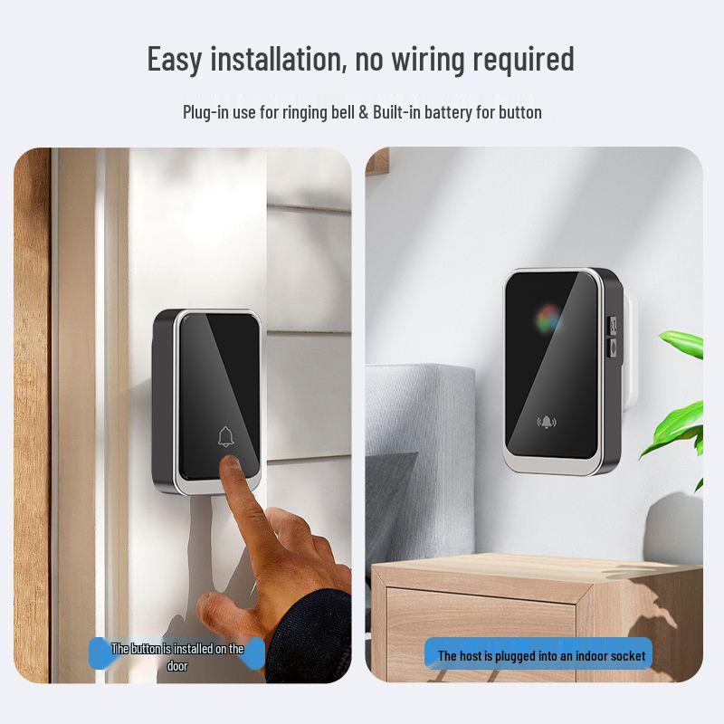Wireless Doorbell with Adjustable Volume & Easy Plug-and-Play Smart Pairing for Elderly